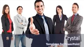  Presentation with antique parchment wax seal - PPT theme with sales team - friendly businessman giving his hand background and a tawny brown colored foreground