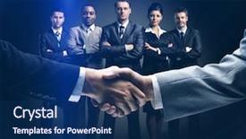  Presentation with sales - PPT layouts with sales team - handshake isolated on business background background and a navy blue colored foreground