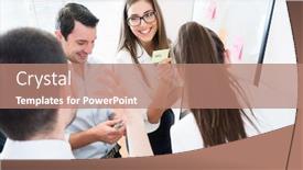  Presentation with team meeting - Amazing PPT theme having sales-team-at-business-meeting and a  colored foreground