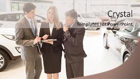  Presentation with car sales - Slide deck having sales team look background and a soft green colored foreground