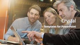  Presentation with sales - PPT theme with sales team working through presentation background and a  colored foreground