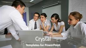  Presentation with business training - Presentation enhanced with sales training - business people in a meeting background and a gray colored foreground