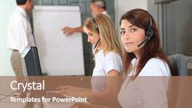  Presentation with group - PPT layouts with sales training - group of people attending business background and a coral colored foreground