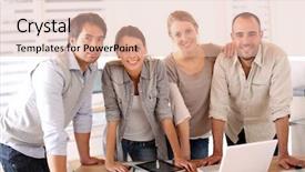  Presentation with team training - Presentation theme having sales training - successful business team in office background and a lemonade colored foreground