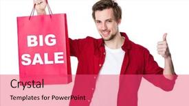  Presentation with happy sad face man - Slides with sales up down - happy man shopping with his background and a red colored foreground