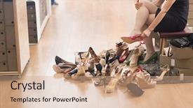  Presentation with choice - Theme enhanced with sales up down - hard choice close-up of young background and a coral colored foreground