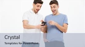  Presentation with win win - Beautiful slide deck featuring sales win - portrait of two excited young backdrop and a light blue colored foreground