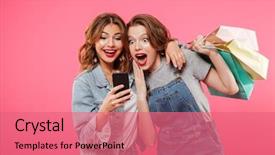  Presentation with two black women - Slides consisting of sales woman - image of shocked two women background and a coral colored foreground