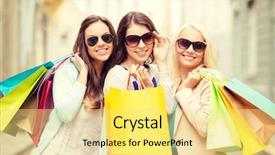  Presentation with tourism - Cool new PPT layouts with sales woman - shopping sale happy people backdrop and a blonde colored foreground