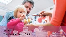  Presentation with sweet candy - Audience pleasing PPT layouts consisting of saleslady-for-sweet-things-handing backdrop and a coral colored foreground