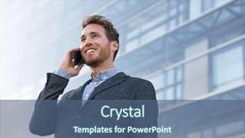  Presentation with negotiation - Audience pleasing presentation design consisting of salesman - man professional talking on phone backdrop and a ocean colored foreground