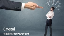  Presentation with last - Slide deck featuring salesman and drawn exclamation mark background and a gray colored foreground