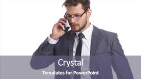  Presentation with talking on phone - Cool new PPT layouts with salesman frustriert - businessman nervously talking backdrop and a  colored foreground
