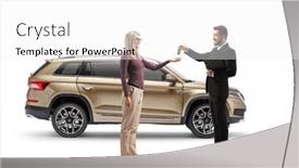  Presentation with suv car - PPT theme enhanced with salesman-giving-suv-car-keys background and a white colored foreground