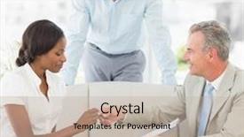  Presentation with salesman - Cool new slides with salesman handing pen to client to sign the contract in the office backdrop and a mint green colored foreground