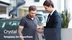  Presentation with salesman - Slides enhanced with salesman in a motor show background and a tawny brown colored foreground