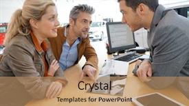  Presentation with dealership - Slides having salesman in car dealership background and a coral colored foreground