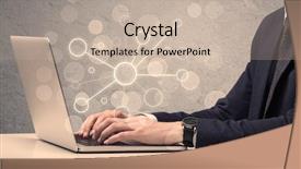  Presentation with salesman - Presentation theme consisting of salesman in elegant suit work background and a mint green colored foreground