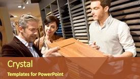  Presentation with kitchen furniture - Beautiful PPT theme featuring salesman in kitchen furniture backdrop and a tawny brown colored foreground