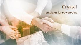  Presentation with shaking hands - Amazing theme having salesman shaking hands with client backdrop and a lemonade colored foreground