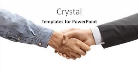  Presentation with shaking hands - Slide deck with salesman-shaking-hands background and a white colored foreground