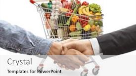  Presentation with shaking hands - PPT theme consisting of salesman-shaking-hands and a white colored foreground