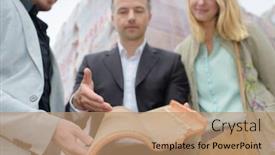  Presentation with salesman - Colorful slides enhanced with salesman-showing-couple-a-modern backdrop and a coral colored foreground