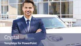 Presentation with amily a new born - PPT layouts having salesman standing near new car background and a  colored foreground