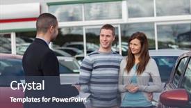  Presentation with dealership - Colorful slide deck enhanced with salesman talking to a couple backdrop and a  colored foreground