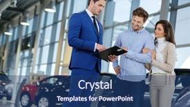  Presentation with dealership - Amazing presentation theme having salesman talking to a young couple at the dealership showroom backdrop and a ocean colored foreground