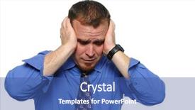  Presentation with stress - PPT theme having salesman unhappy - businessman under stress isolated background and a  colored foreground