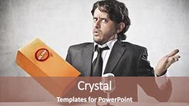  Presentation with salesperson - Audience pleasing slide deck consisting of salesperson advertising a product backdrop and a coral colored foreground