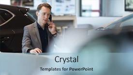  Presentation with salesperson - Theme having salesperson talking on landline phone background and a light blue colored foreground