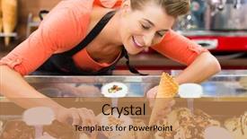  Presentation with ice cream - Presentation theme consisting of an ice cream parlor background and a coral colored foreground