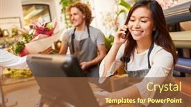  Presentation with order - Beautiful PPT layouts featuring saleswoman-or-florist-takes-order backdrop and a tawny brown colored foreground