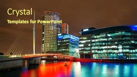  Presentation with united kingdom - Cool new slides with salford-quays-business-district backdrop and a tawny brown colored foreground