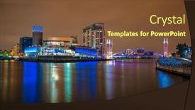  Presentation with united kingdom - Beautiful presentation design featuring salford-quays-business-district backdrop and a tawny brown colored foreground