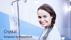  Presentation with female - Slide set featuring salinity - portrait of female doctor carrying background and a  colored foreground