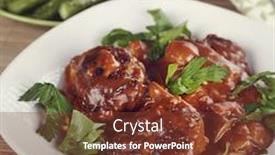  Presentation with asparagus - Beautiful slide deck featuring salisbury-steak-patties-with-roasted backdrop and a tawny brown colored foreground