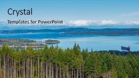  Presentation with top view of amazon river - Beautiful PPT theme featuring salish - lookout view of ladysmith shoreline backdrop and a light blue colored foreground