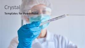  Presentation with covid coronavirus - Amazing PPT layouts having saliva-sample-as-a-swab backdrop and a light gray colored foreground