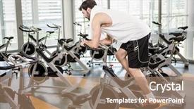  Presentation with exercise bike - Cool new presentation with salle de sport - fit man using exercise bike backdrop and a  colored foreground