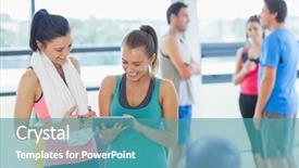  Presentation with digital art women - Cool new slide set with salle de sport - fit women looking at digital backdrop and a  colored foreground