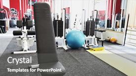  Presentation with gym - Beautiful slide deck featuring rooster and hen eating a piece of bread close-up backdrop and a tawny brown colored foreground