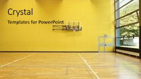  Presentation with school disco - Presentation design with salle de sport - public school interior wide gym background and a yellow colored foreground