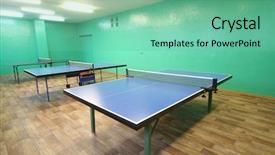  Presentation with sport blue - PPT layouts having salle de sport - three blue ping pong tables background and a seafoam green colored foreground