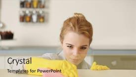  Presentation with scan bar codes - Presentation theme featuring salle de sport - young woman scrubbing the bar background and a  colored foreground