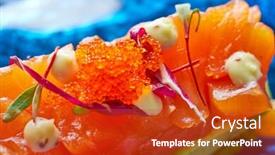  Presentation with mayonnaise - PPT theme consisting of salmon and avocado tartare with soya and mustard mayonnaise tartar background and a crimson colored foreground