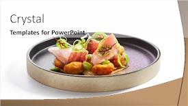  Presentation with french beans - Slides enhanced with salmon-and-cheese-croquettes-side background and a white colored foreground