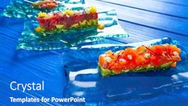  Presentation with tapas - Slide deck featuring salmon and tuna tartare with anchovies tomato starter tartar tapas background and a teal colored foreground